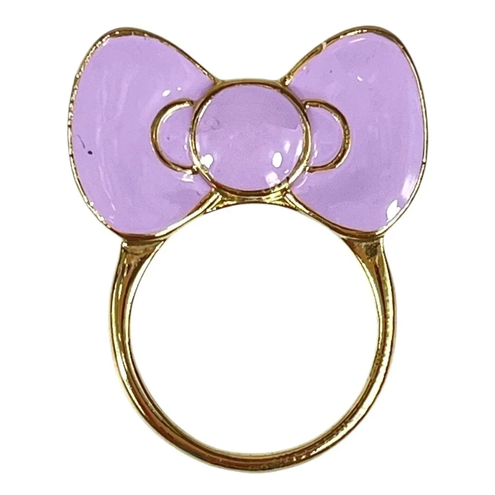Hello Kitty Inspired‎ Custom Purple Bow Enamel Kawaii Ring Size 5.5